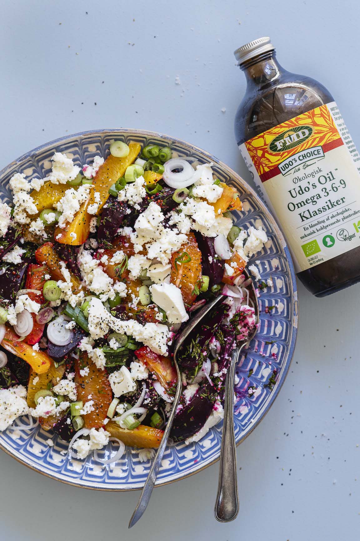 Opskrift, rødbeder, feta, salat, udo's olie, udo's choice, omega 3-6-9, middagsmad, aftensmad, frokost